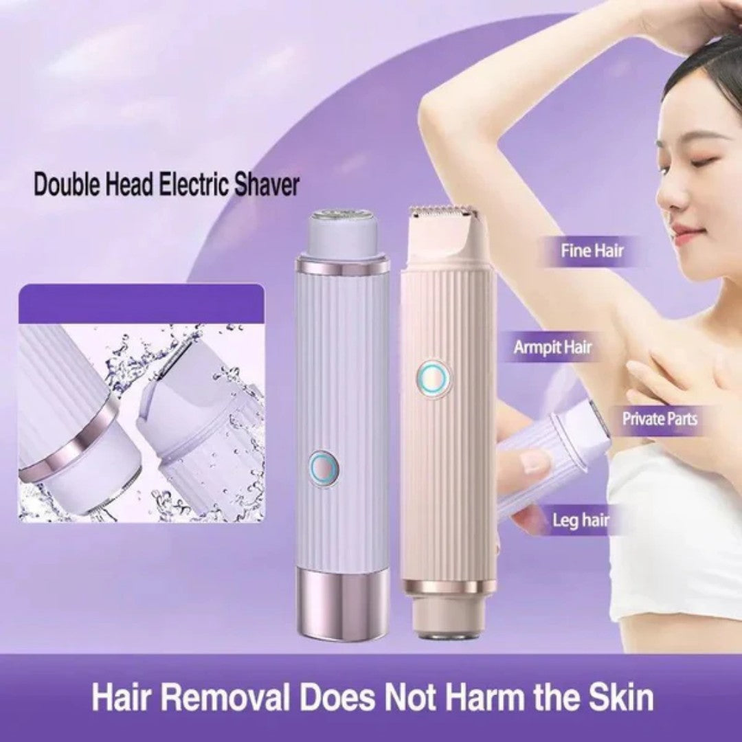 Electric Shaver For Women Waterproof Wet Dry Hair Razors 2 In 1 Double Head