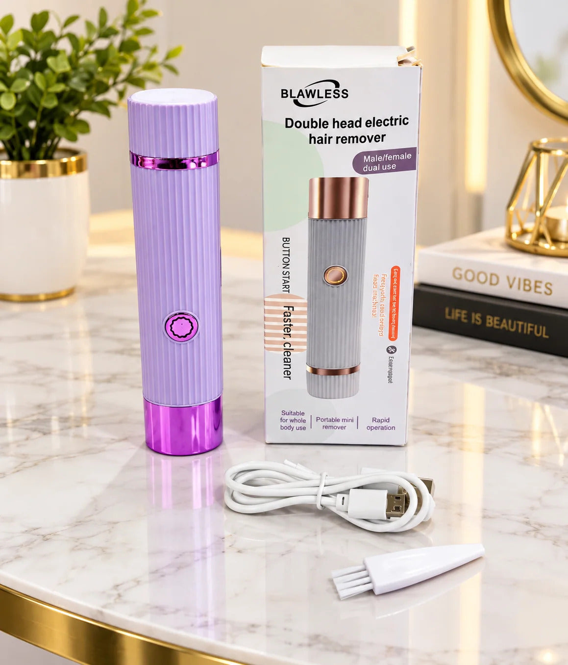 Electric Shaver For Women Waterproof Wet Dry Hair Razors 2 In 1 Double Head
