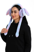 Cute Bunny Plush Ear Warmer Scarf – Squeeze-to-Move Rabbit Earmuffs (Winter Soft Fur)